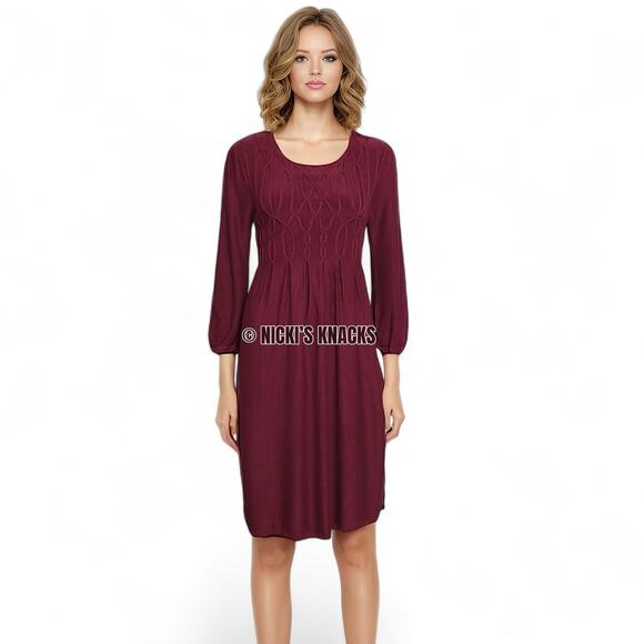 Spense Burgundy Sweater Dress L Knee-Length 3/4 Sleeve Fall Capsule Workwear - Picture 9 of 10